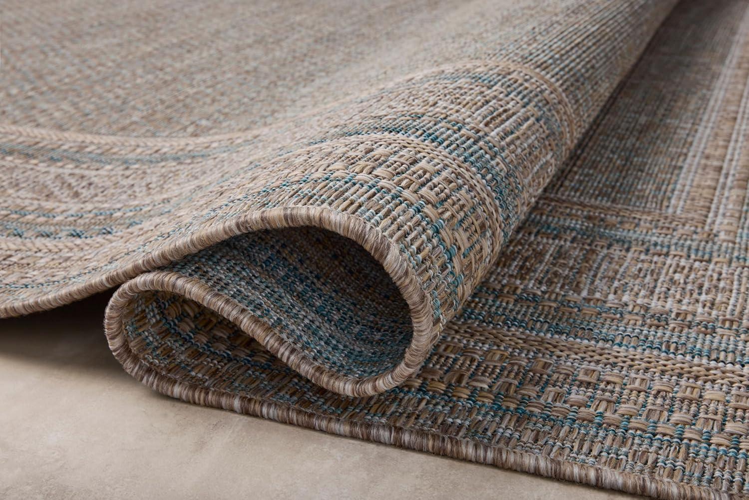 Topanga III Indoor / Outdoor Rug by Amber Lewis x Loloi - Natural and Teal / 3'11" x 5'11"