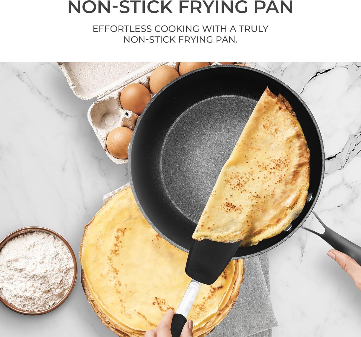 10-Inch Non-Stick Stainless Steel Frying Pan with Lid and Spatula