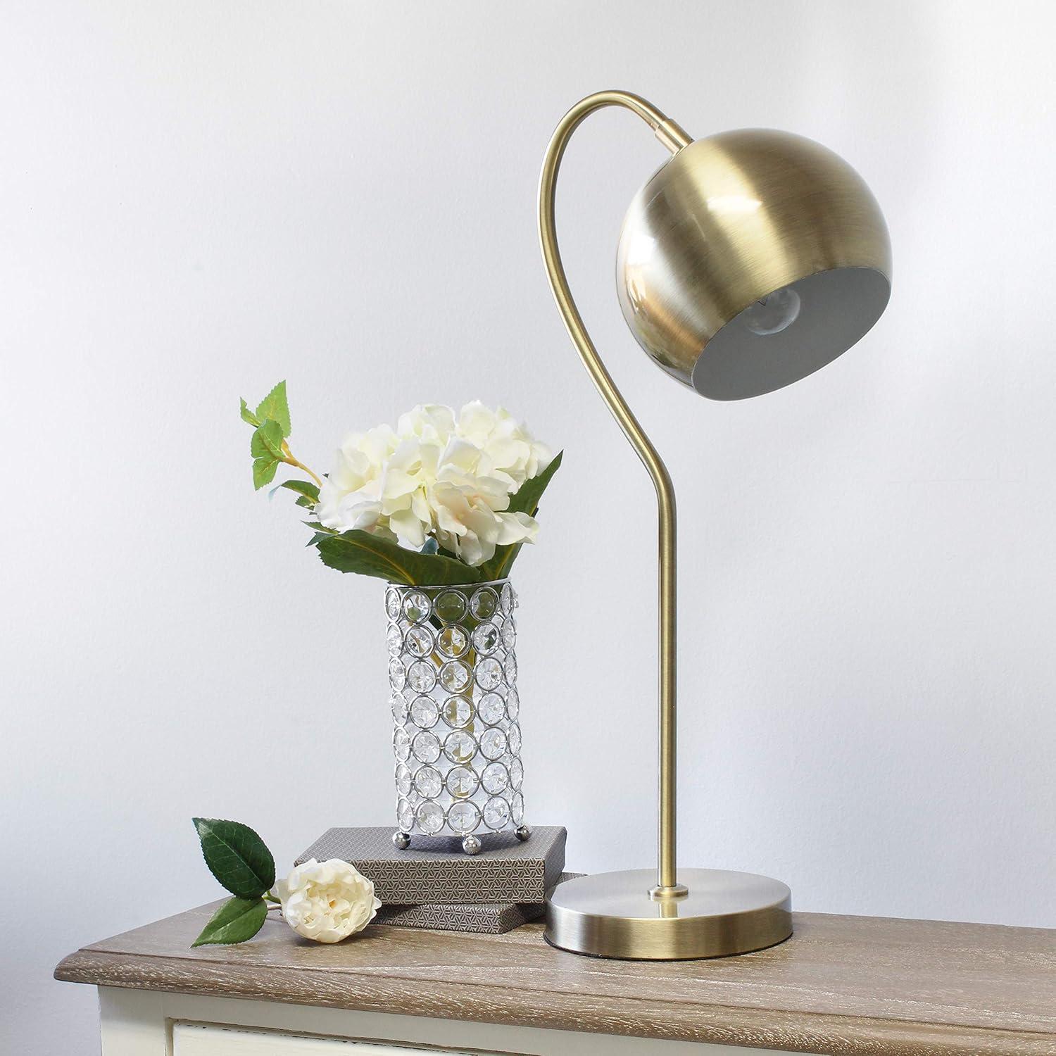 Elegant Designs Half Moon Table Lamp, Antique Brass