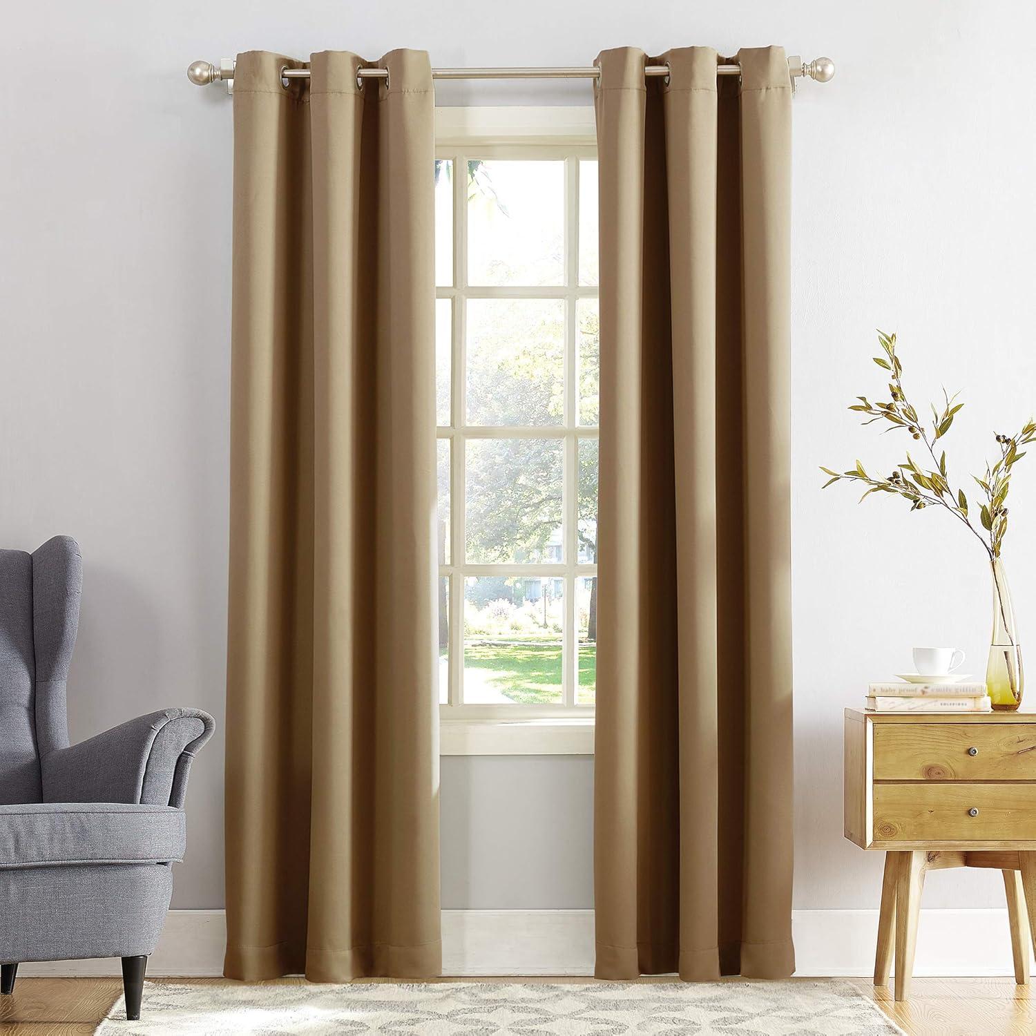 Sun Zero Nolan Energy Efficient Blackout Grommet Curtain Panel, 40"x108", Taupe