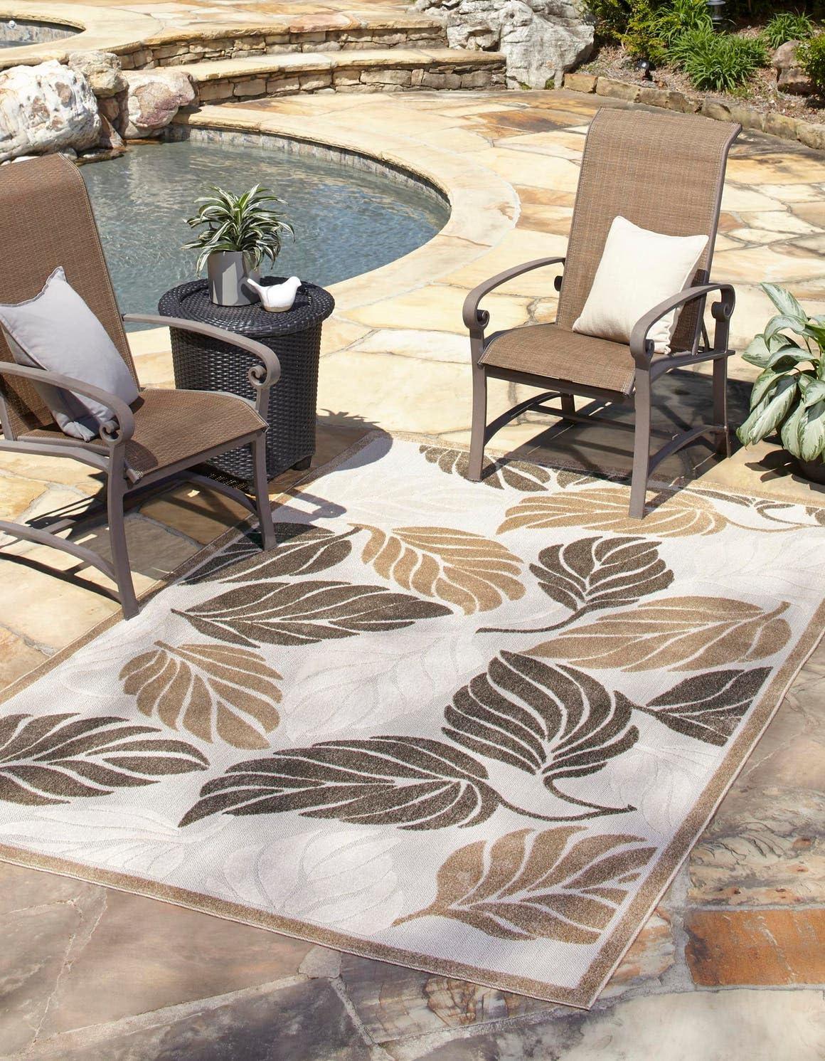 Unique Loom 8' 0 x 10' 0 Gray Outdoor Botanical Augusta Area Rug