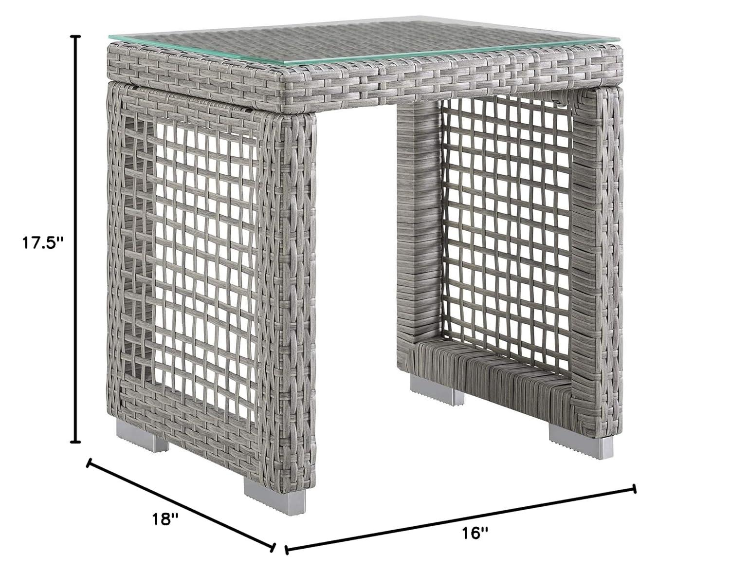 Modway Aura Outdoor Patio Wicker Rattan Side Table - Gray
