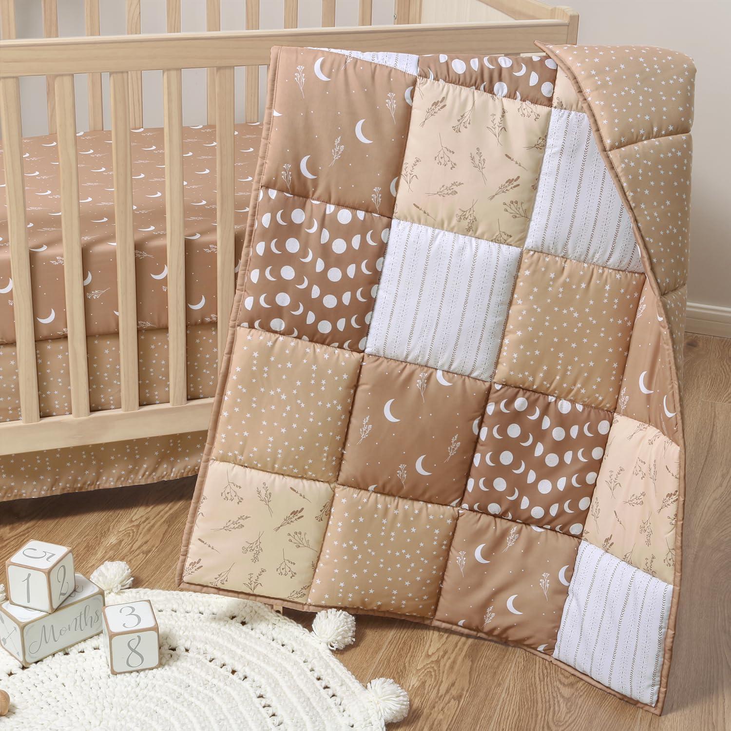 The Peanutshell Crib Bedding Set for Baby Boys and Girls, Boho Celestial, 3 Pieces