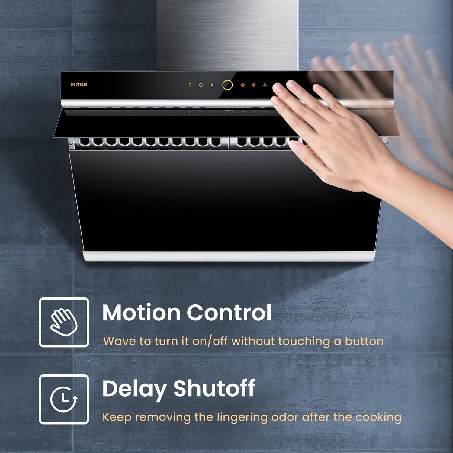 FOTILE Stainless Steel 1000 CFM Ducted (Vented) Wall Range Hood with Baffle Filter