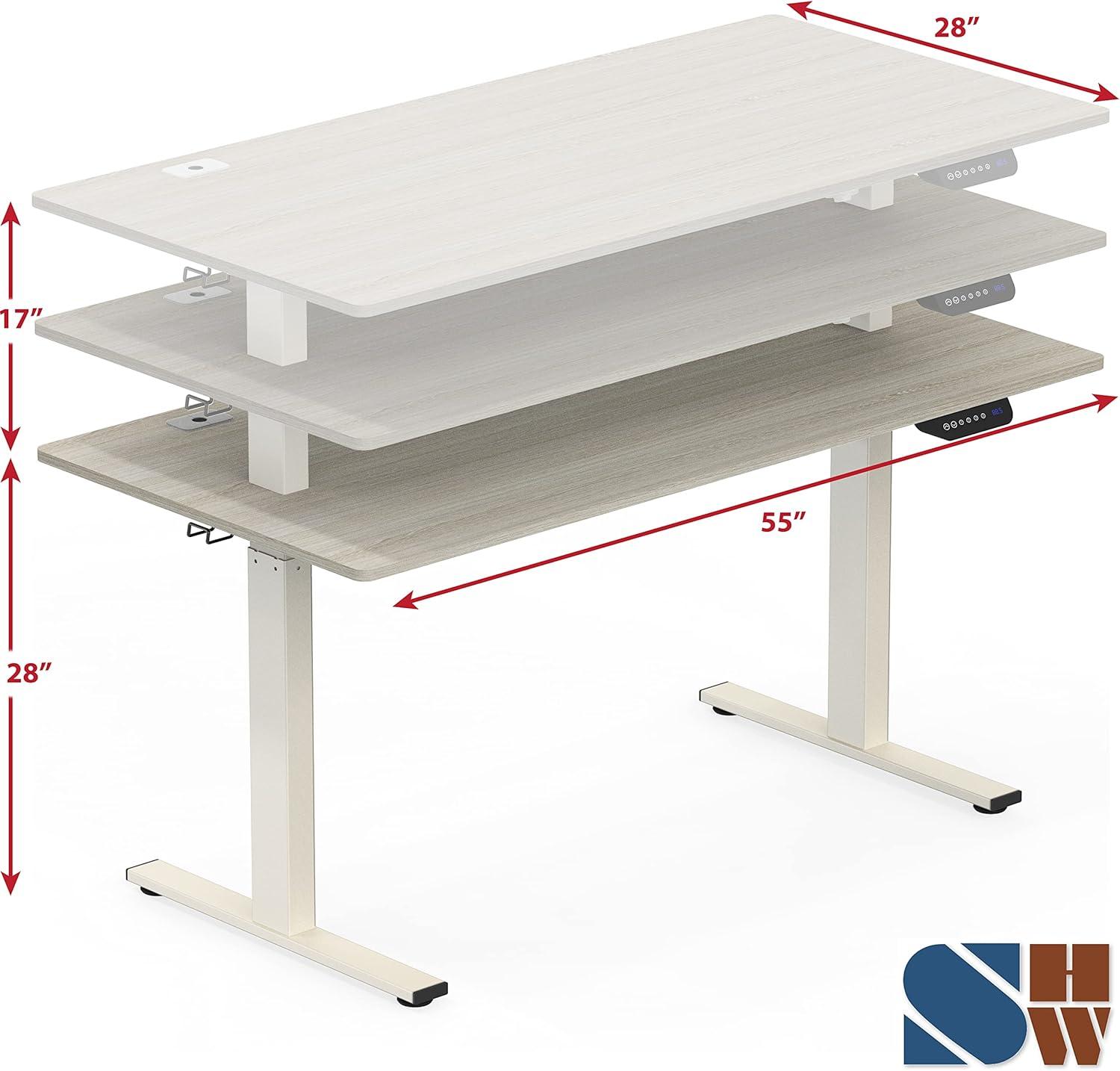 Maple 55-Inch Electric Adjustable Height Standing Desk