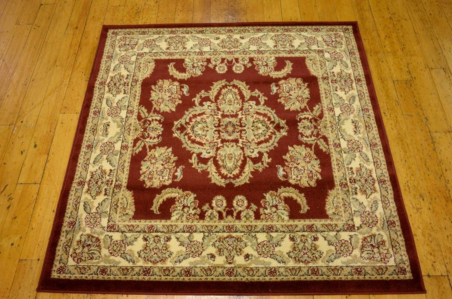 Unique Loom Voyage Collection Area Rug - Reddington (4' 1" Square Red/Cream)
