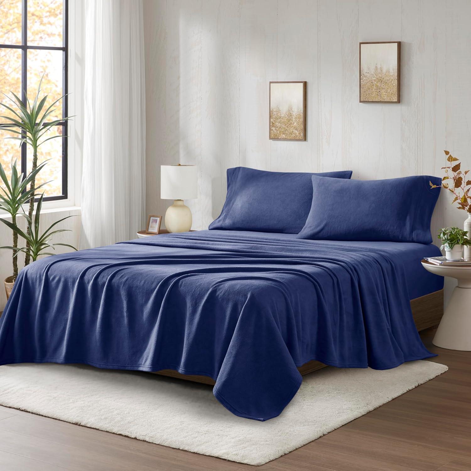Full Micro Fleece Sheet Set Navy - True North by Sleep Philosophy