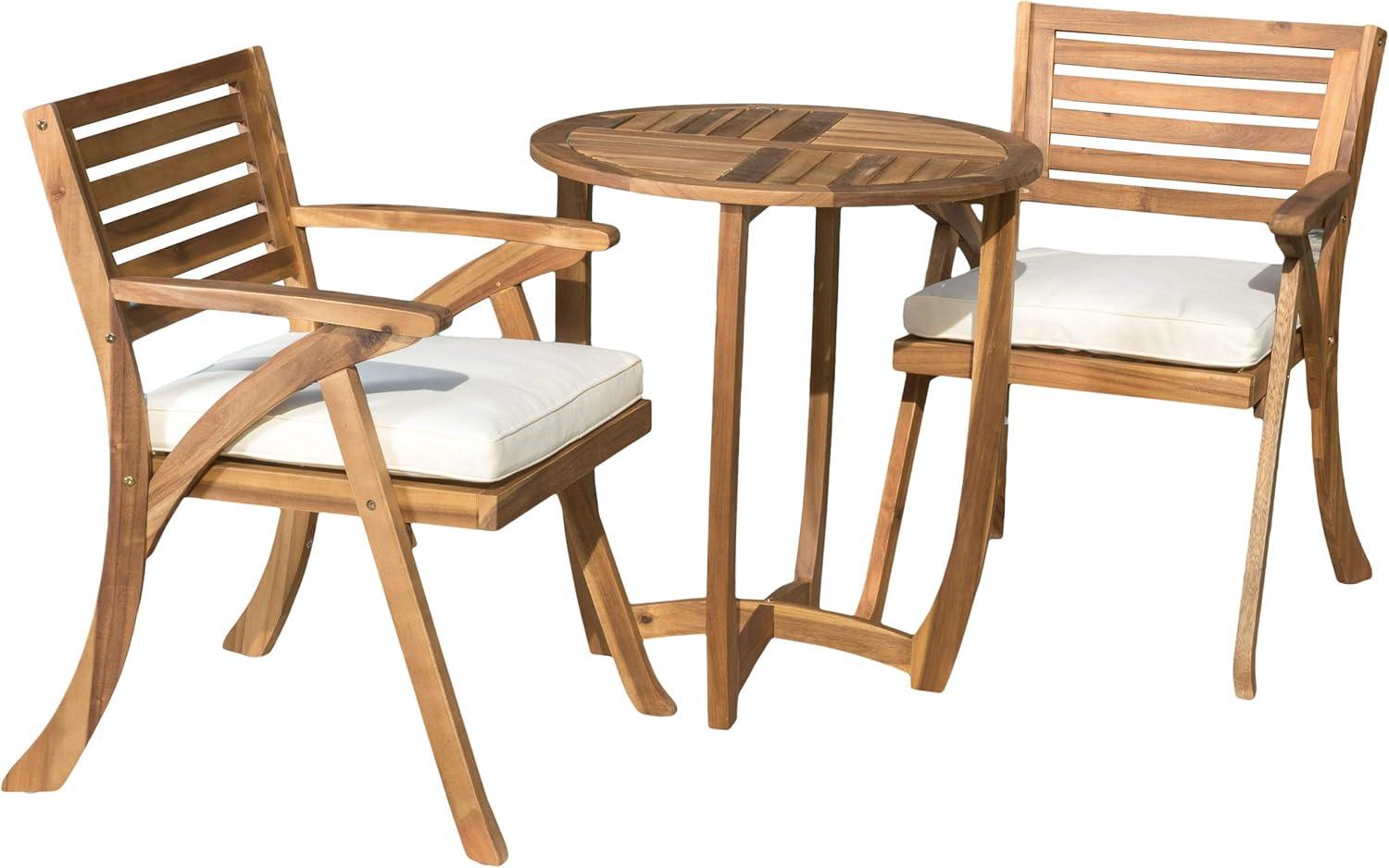 Coronado Teak Finish Acacia Wood 3-Piece Patio Bistro Set