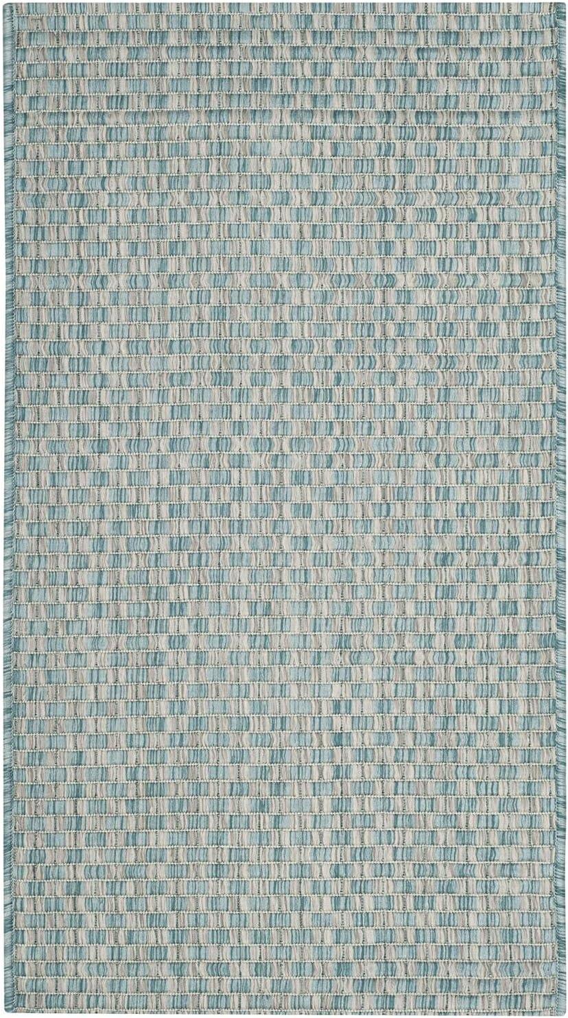 Light Blue and Grey Rectangular Stain-Resistant Synthetic Rug