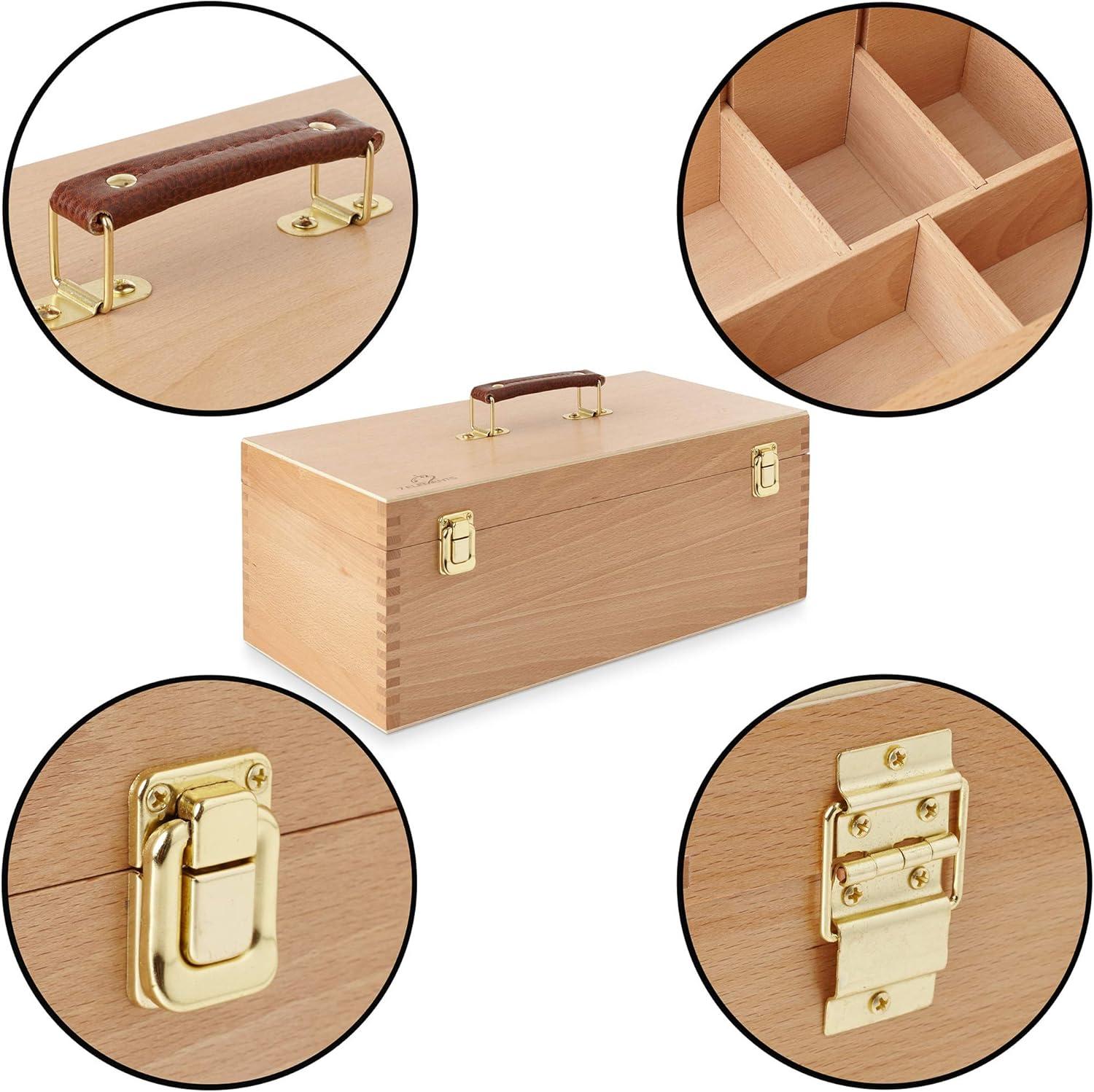 7 Elements Large Wooden Artist Tool Box and Art Supply Storage Organizer with Drawer