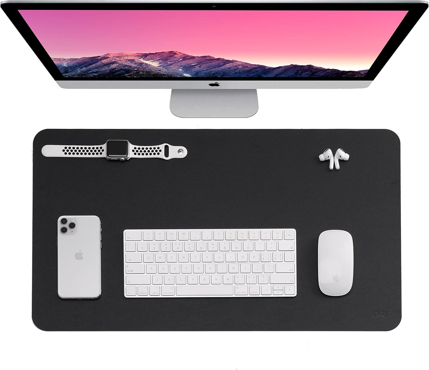 Mr. Pen- Desk Mat, Dual-Sided, 23.6" x 13.7", Leather Desk Pad, Desk Mouse Pad