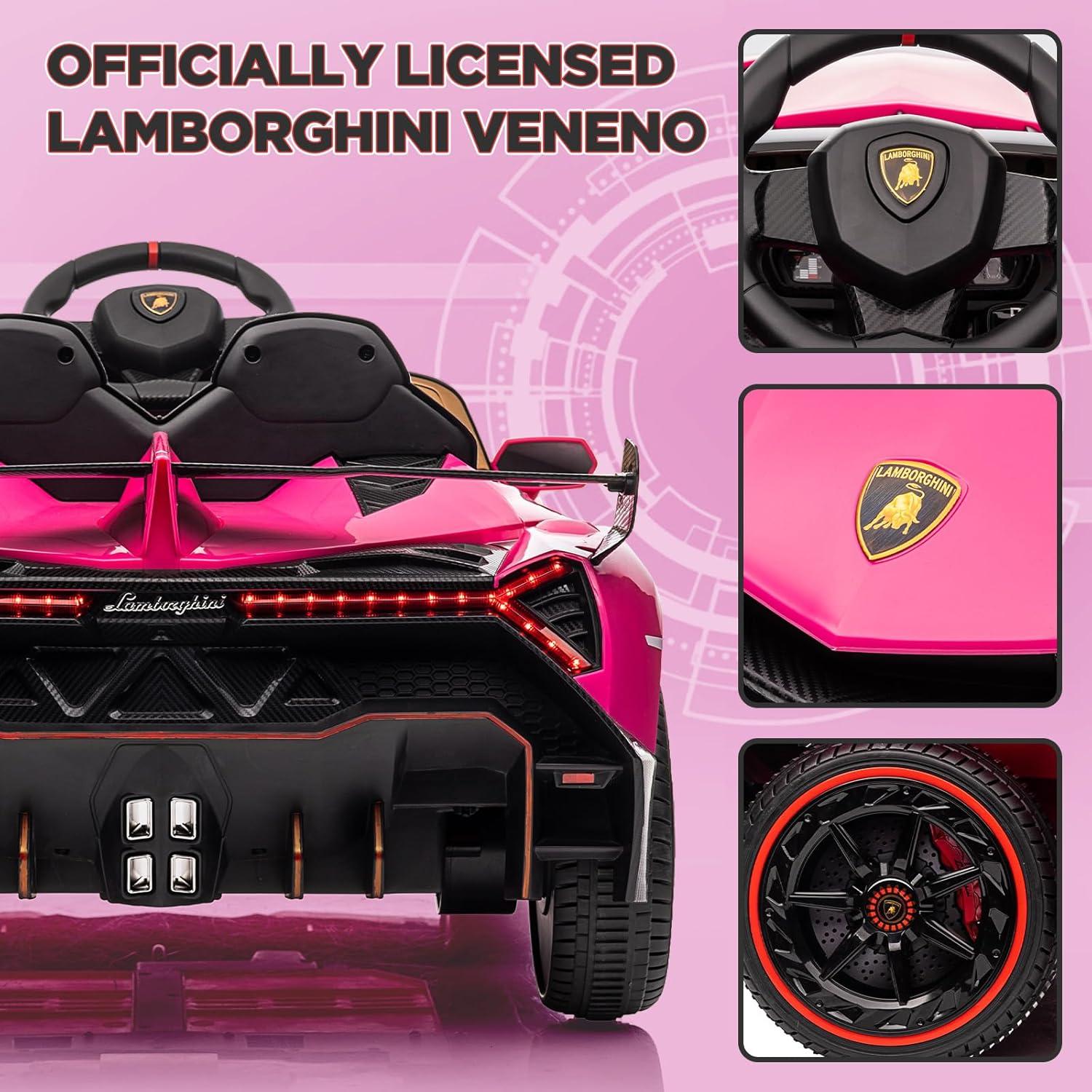 Emorefun 12V Ride On Car with Remote, Licensed Lamborghini Electric Ride On Toy with MP3 Player, LED Headlights, Rocking Function