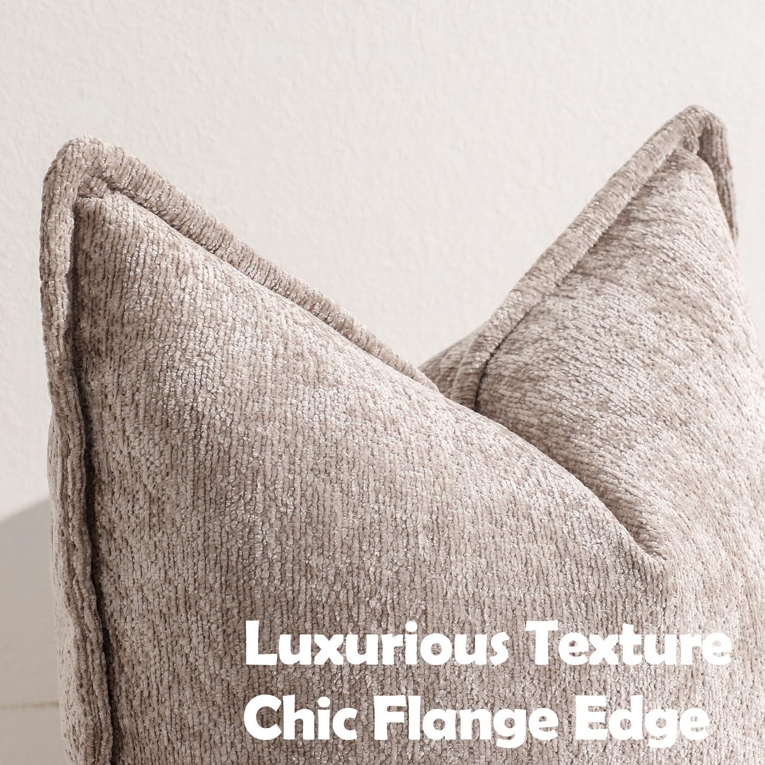 Khaki Velvet Textured Polyester Standard Lumbar Pillow Covers
