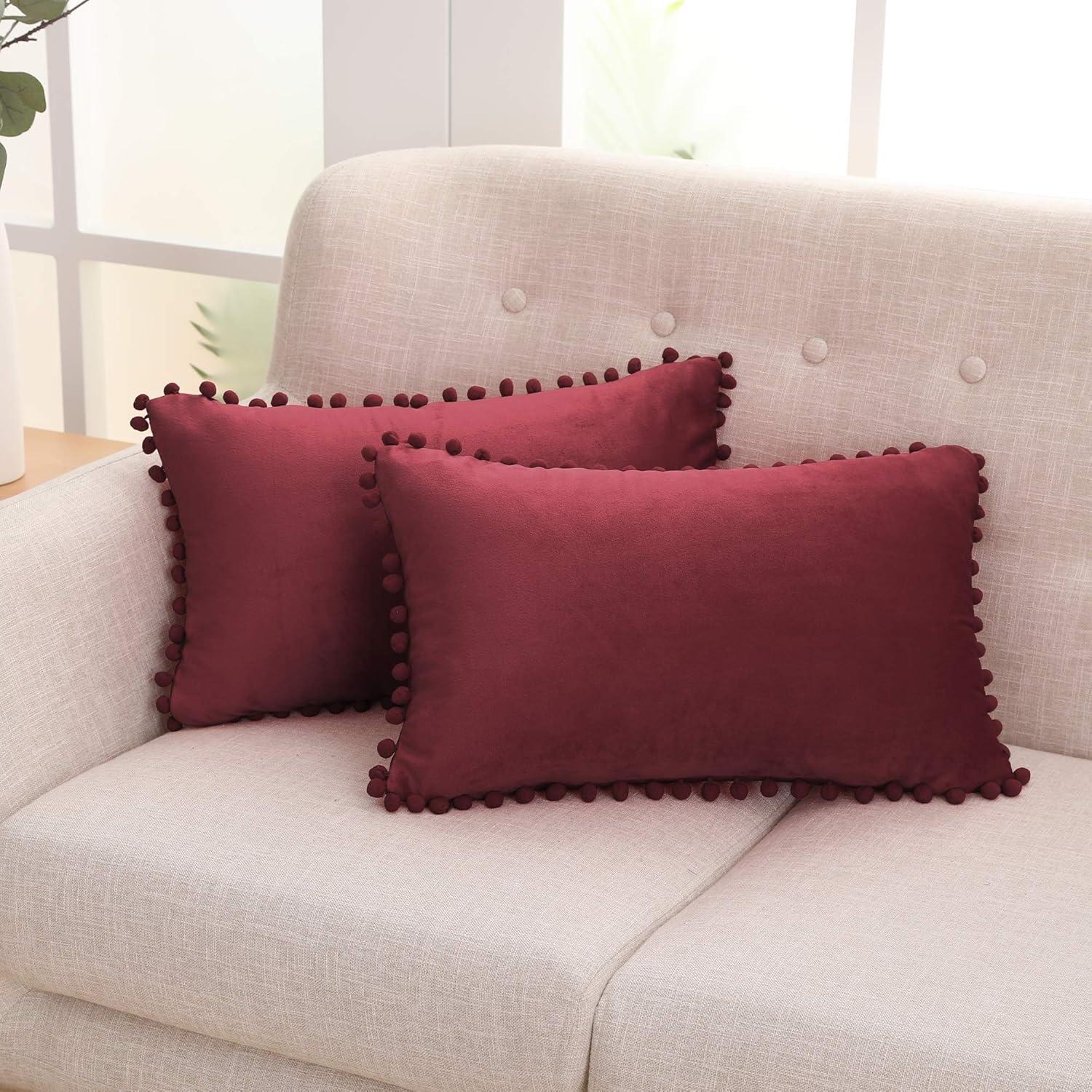 Deconovo Deconovo Pom-poms Velvet Reversible Pillow Cover (Set of 2)
