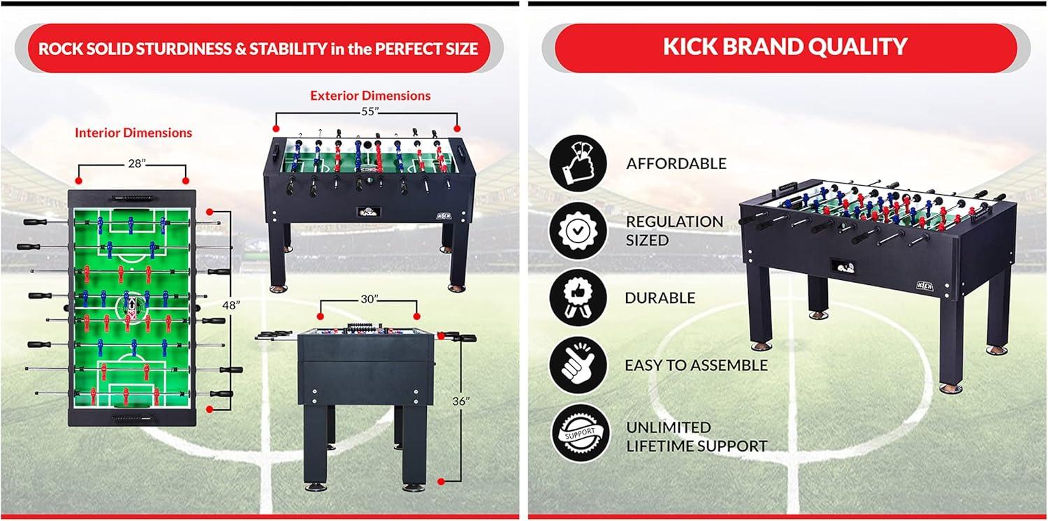 KICK Onyx 55" Black Foosball Table