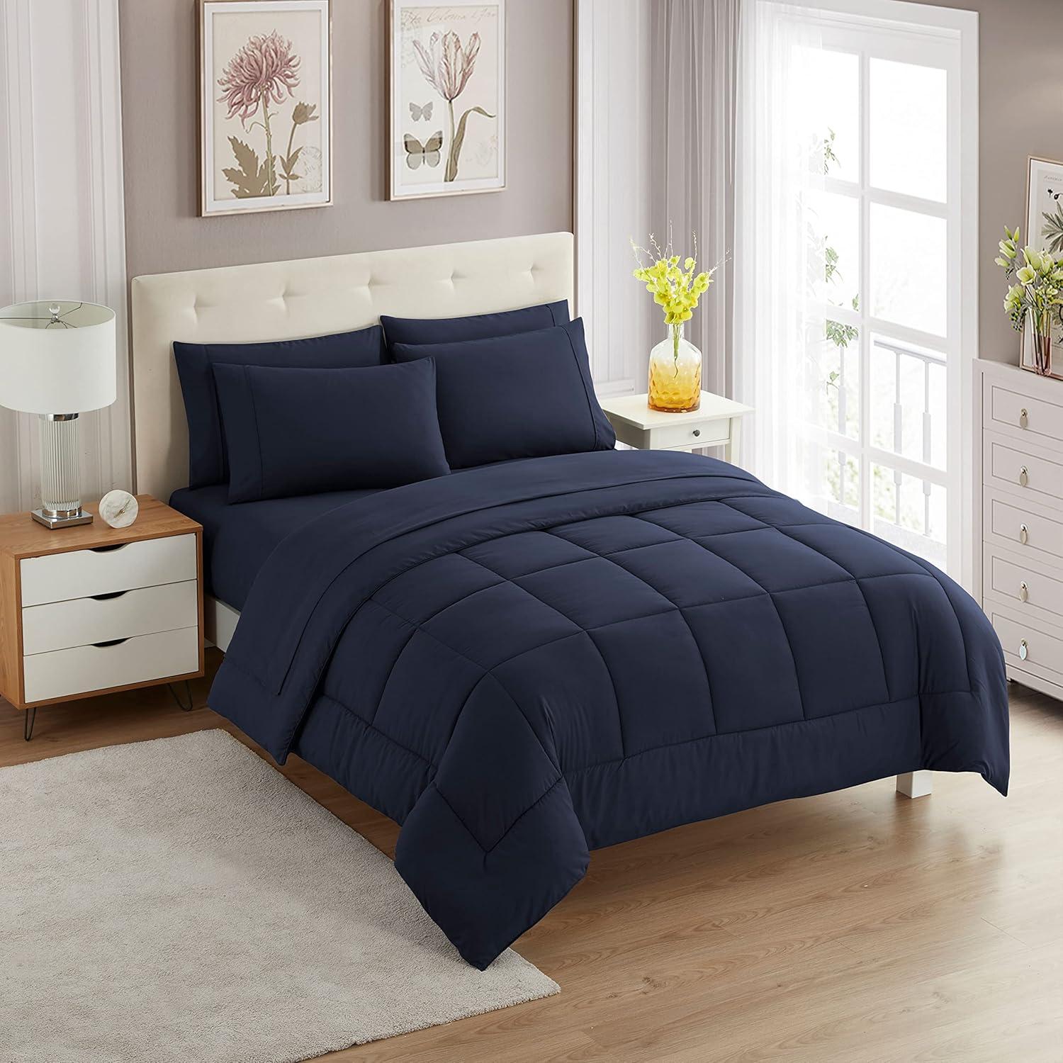 Sweet Home Collection All Season Bed-in-A-Bag 5pc/7pc Solid Color Comforter & Sheet Set Ultra Soft Bedding by Sweet Home Collection