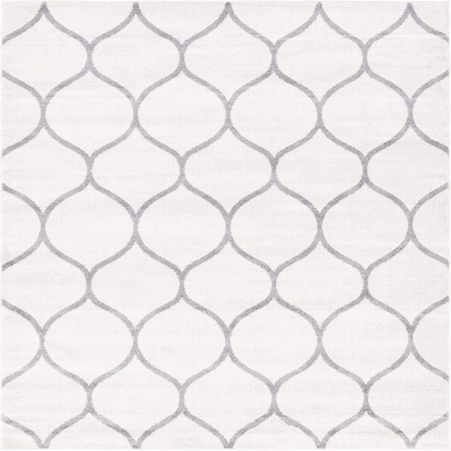 Unique Loom 7' 0 x 7' 0 Trellis Frieze Rounded Ivory Area Rug