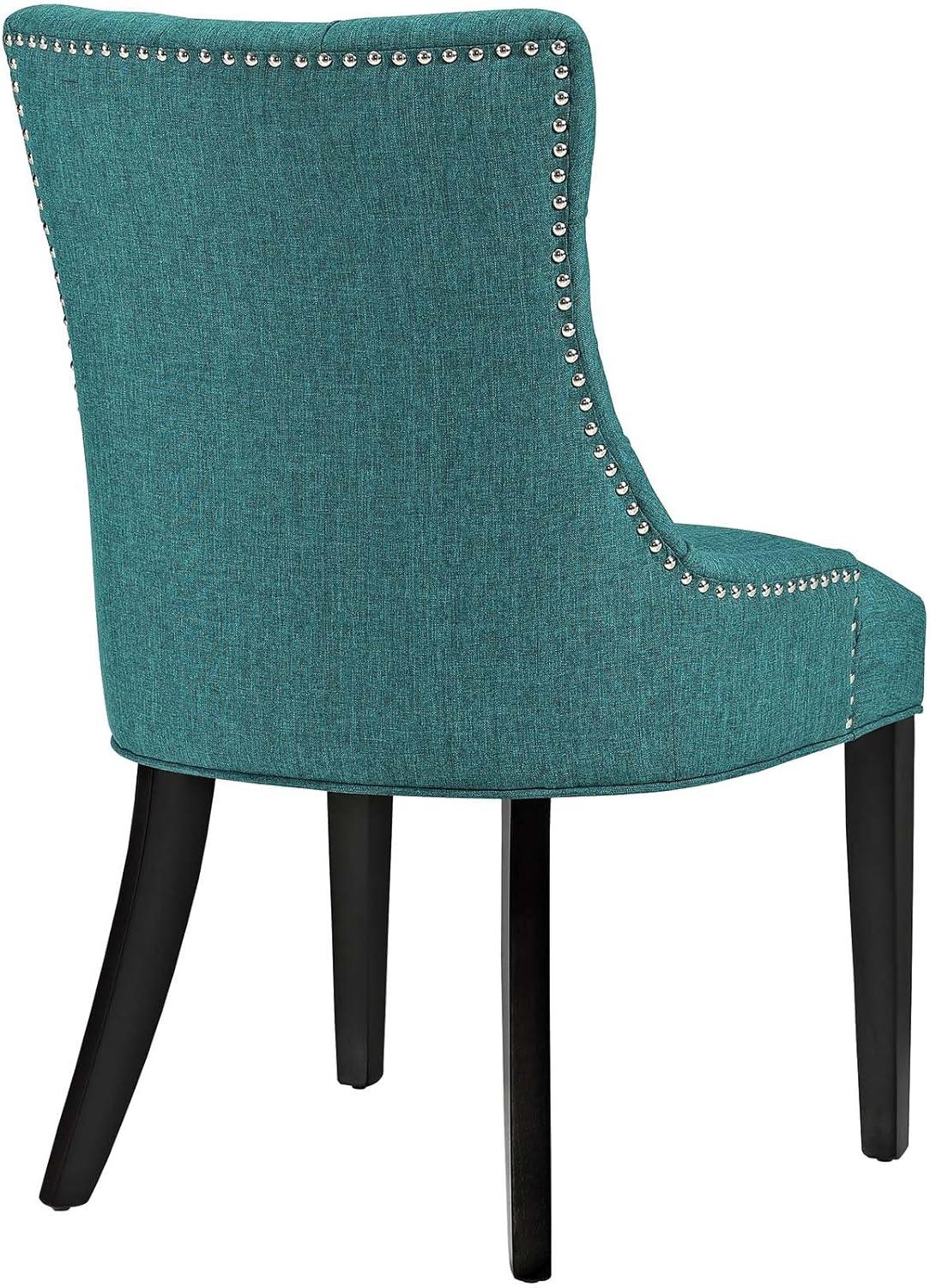 Elegant Teal Tufted Upholstered Side Chair with Nailhead Trim