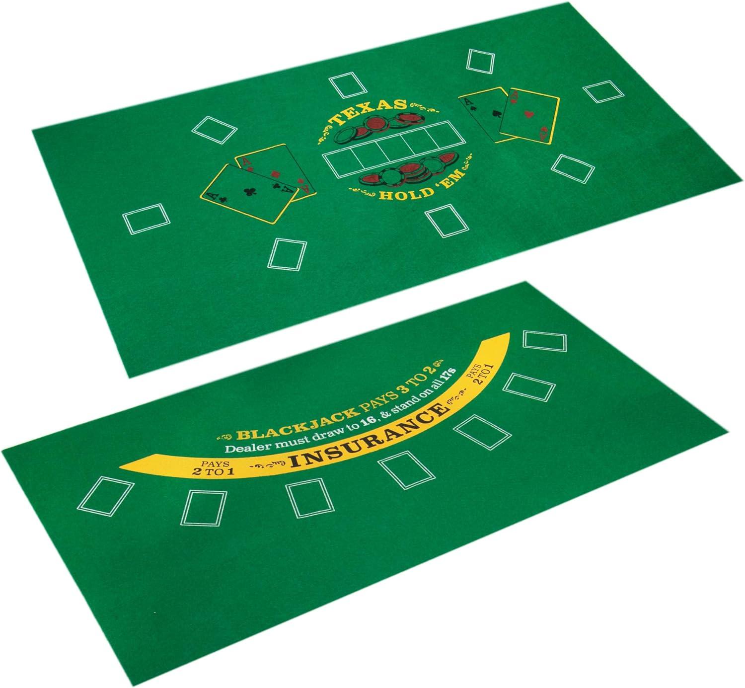 Green Double-Sided Felt Poker and Blackjack Tabletop Mat