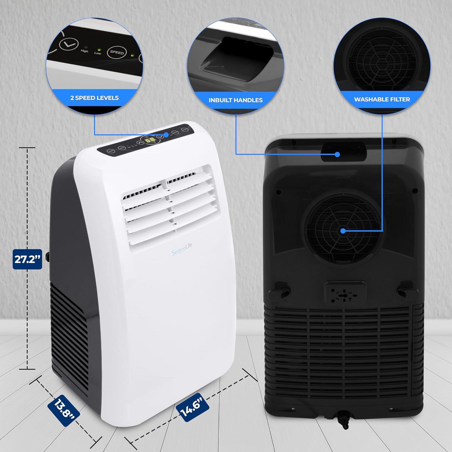 SereneLife Portable Air Conditioner + Dehumidifier with Window Kit, Remote