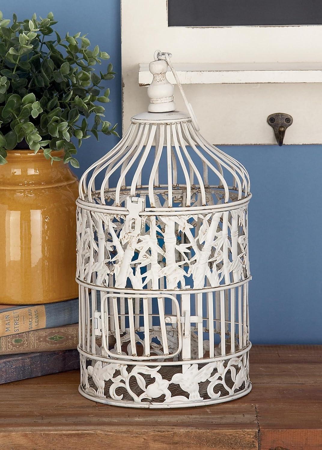 15"H Iron Bird House - White - Olivia & May: Frostproof, Freestanding Outdoor Garden Decor, No Assembly Required