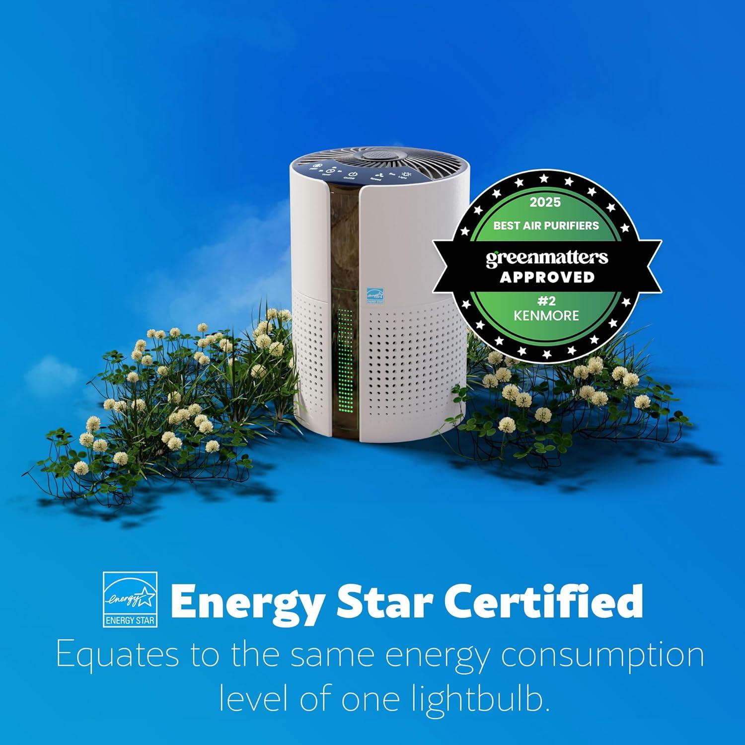 Invenitiah Kenmore PM1010 Air Purifiers For Bedroom Up To 348 Sq.Foot With H13 True HEPA Filter, Child Lock, Sleep Mode And Ambient Light For Small Rooms