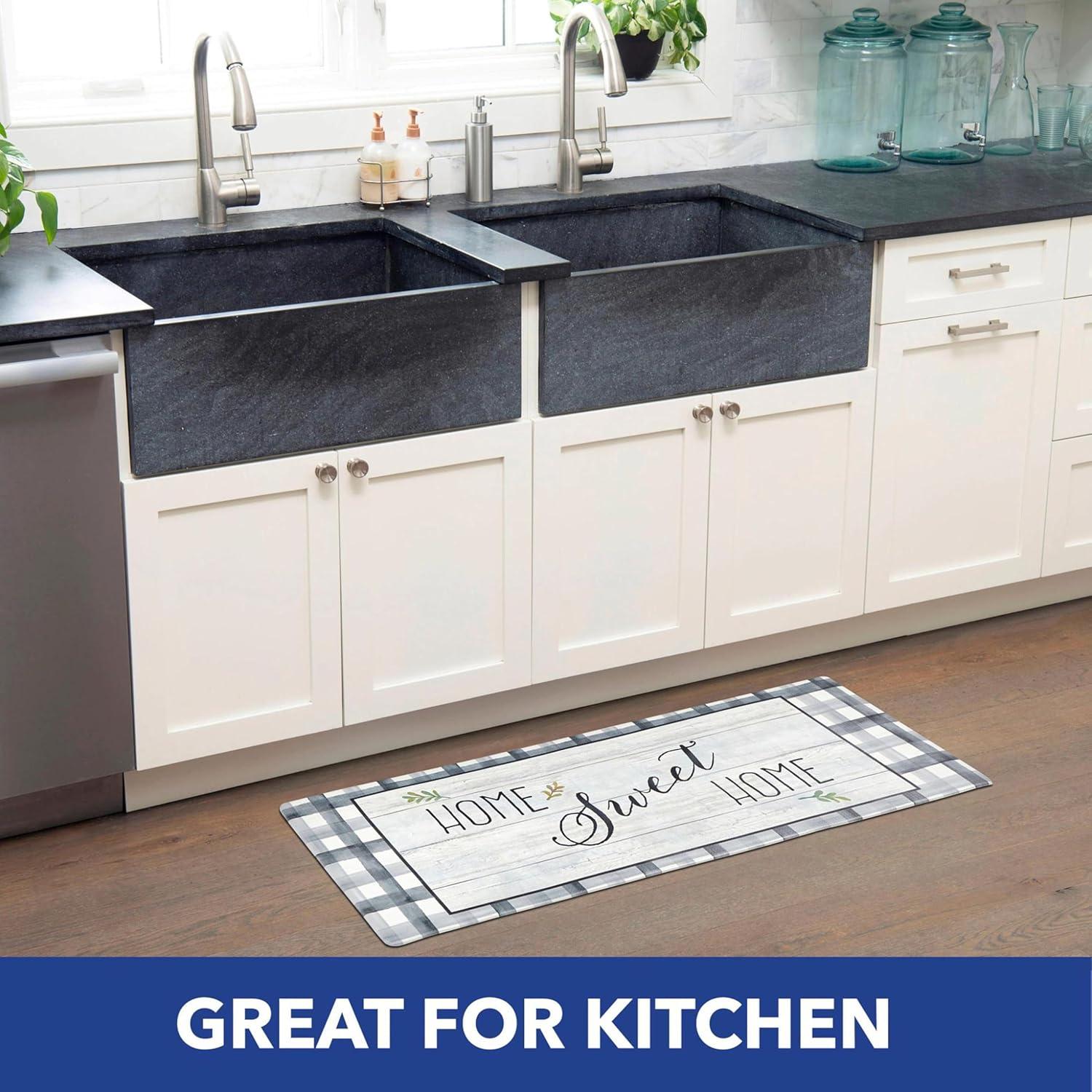 SoHome Cozy Living Home Sweet Home Farmhouse Buffalo Check Border Anti-Fatigue Mat