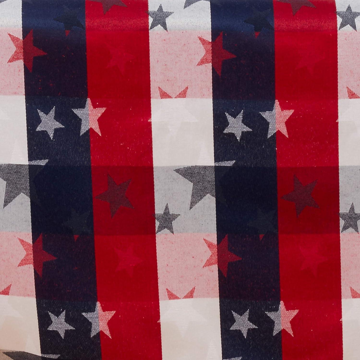 Saro Lifestyle Cotton Blend Tablecloth With Checkered And Stars Design, Multi, 70" x 120"