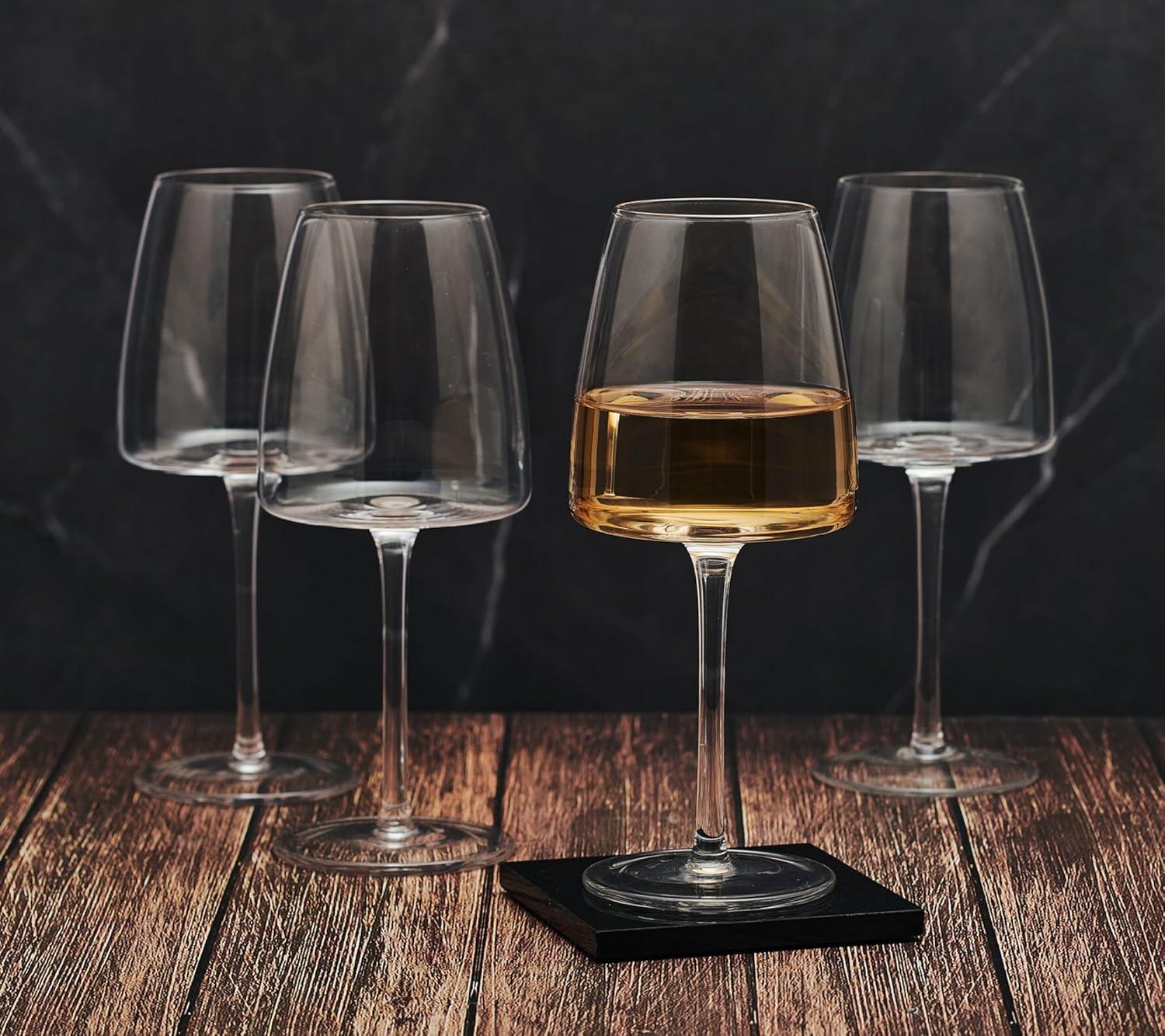 Cora Clear Glass 13 oz White Wine Glasses Set of 4