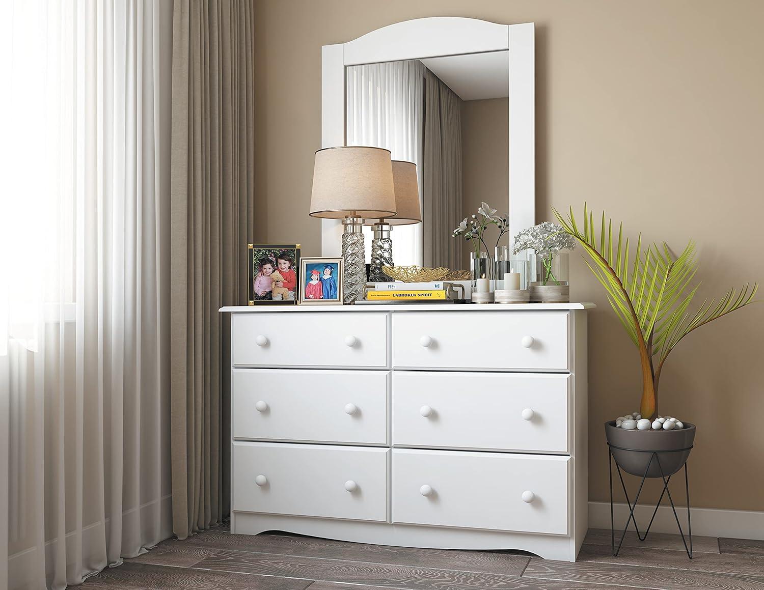 100% Solid Wood Double Dresser with 4 Super Jumbo Drawers by Palace Imports, White, 48”W x 33”H x 17”D. Optional Mirror Sold Separately. Requires Assembly