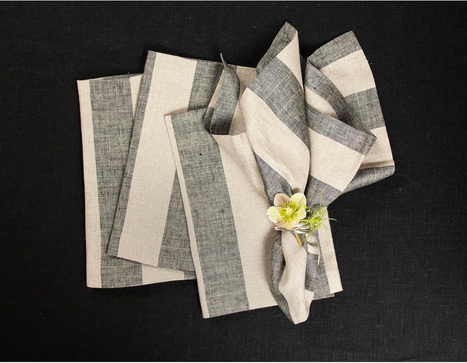 Solino Home Cabana Stripe - 100% Pure Linen Placemats (Set of 4)