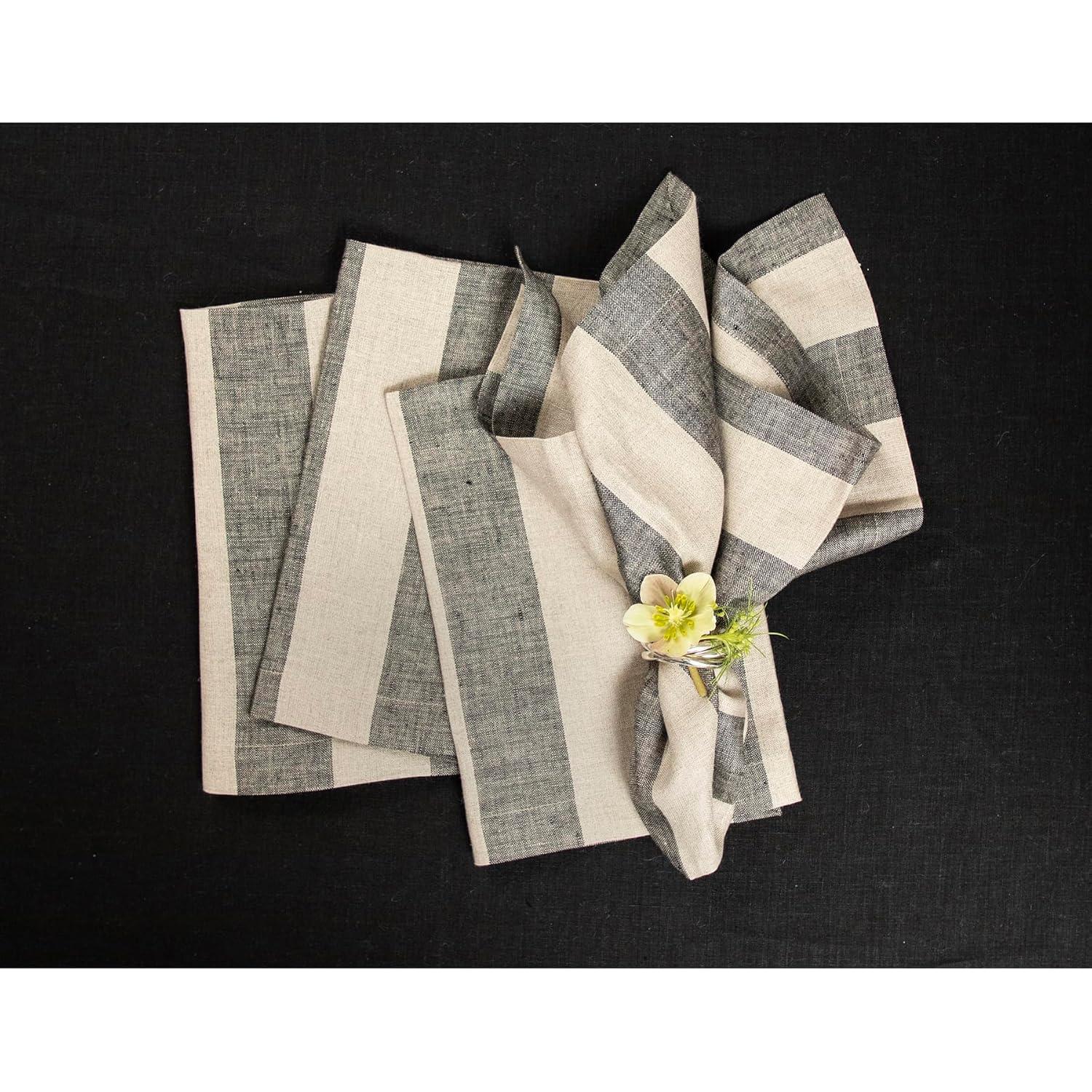 Solino Home Cabana Stripe - 100% Pure Linen Placemats (Set of 4)