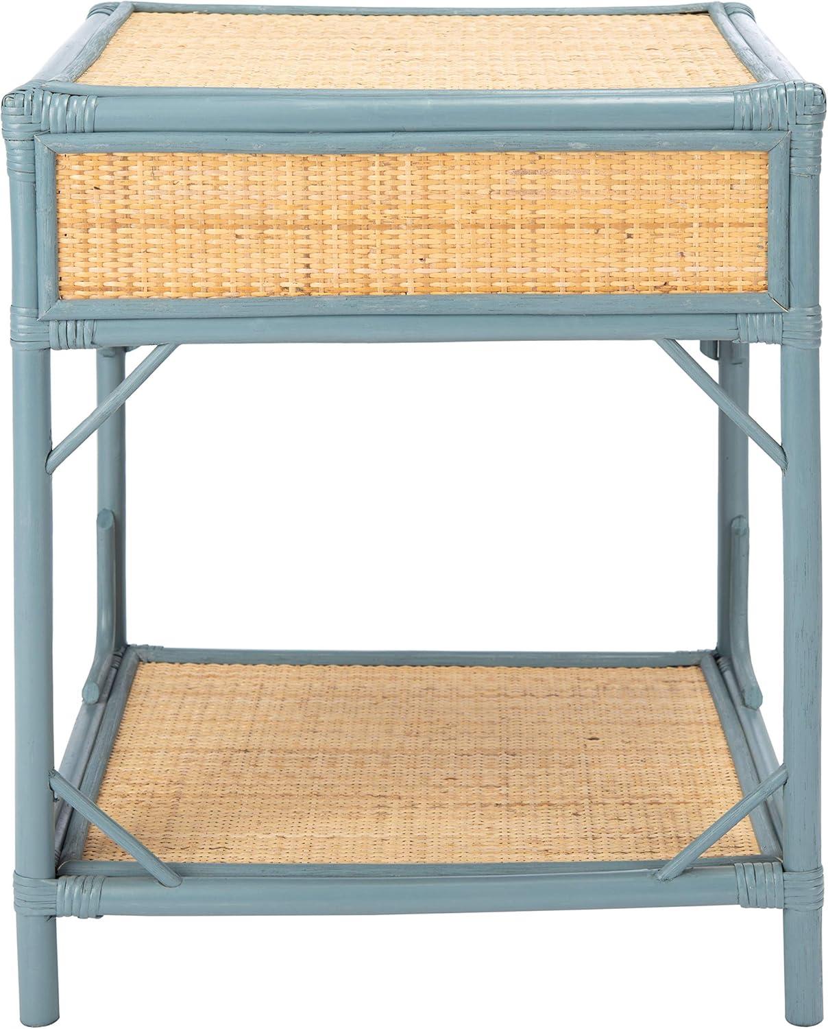 Roya 1 Drawer 1 Shelf Nightstand - Blue Grey/Natural - Safavieh.