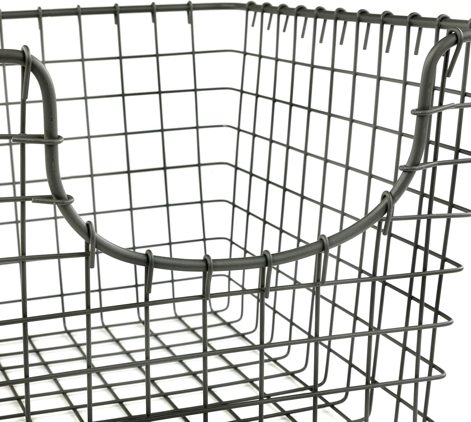 Vintage Chic Scoop Wire Storage Basket 10.4" Industrial Gray