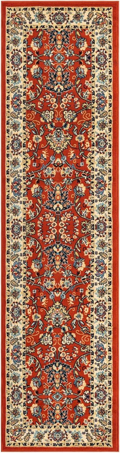 Unique Loom Sialk Hill Collection Area Rug - Washington (2' 7" x 10' Runner Terracotta/Cream) Floral Traditional Perfect For Living Room Bed Room Dining Room Office