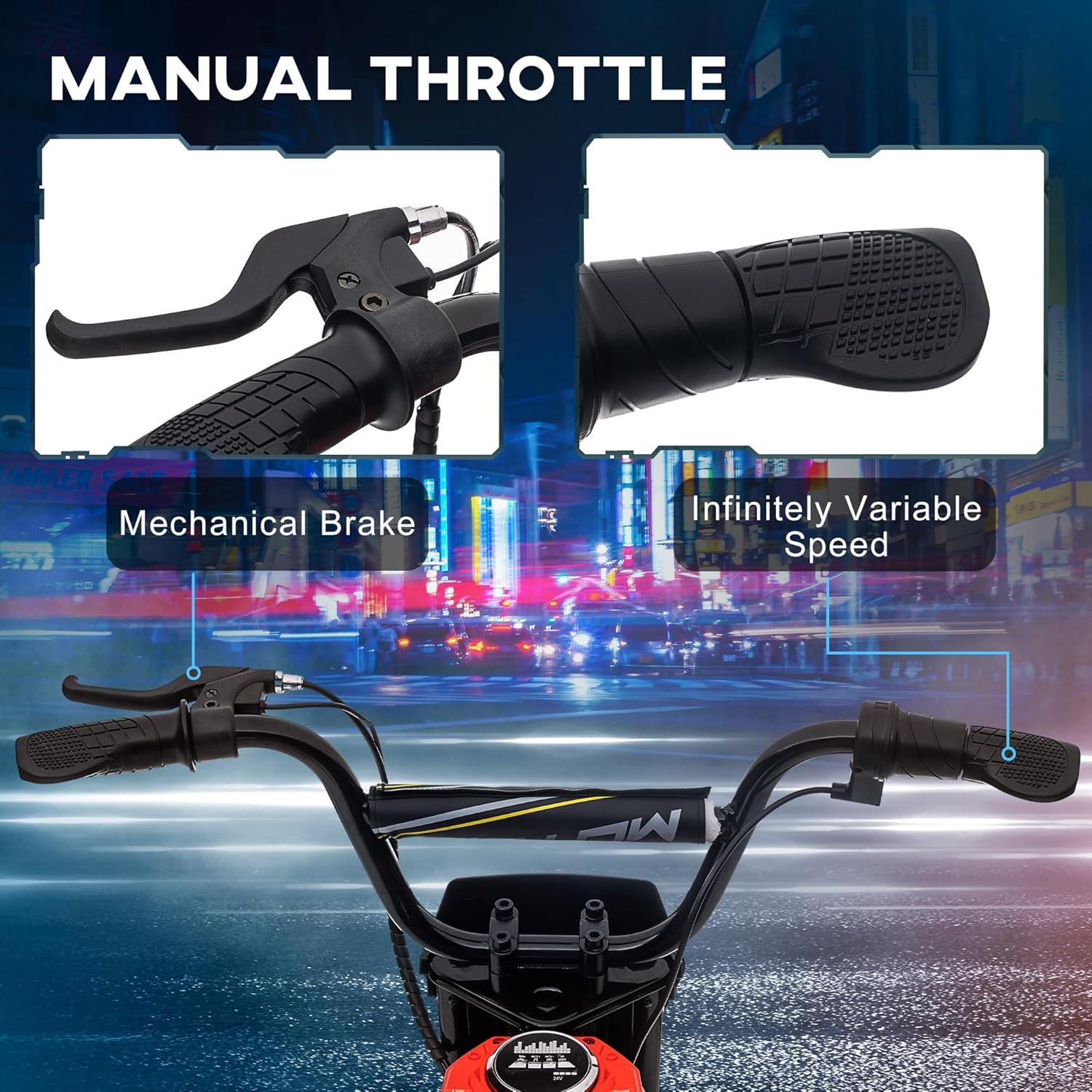 Aosom 24V 350W Electric Dirt Bike, up to 15 MPH w/ Twist Grip, Red