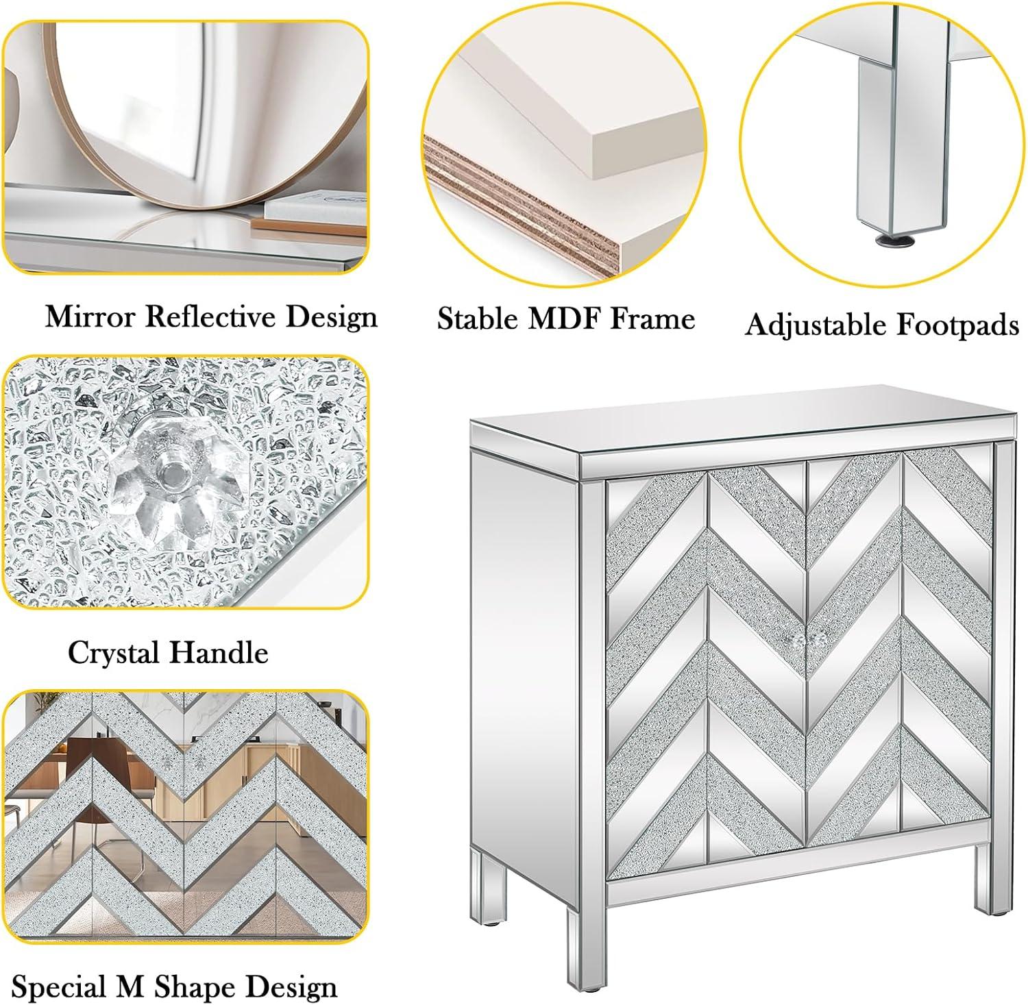 Storage Cabinet with Mirror Trim Living Room Dining Room Entryway Kitchen M Shape