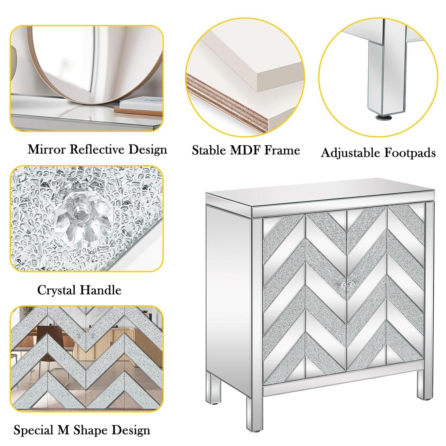 Storage Cabinet with Mirror Trim Living Room Dining Room Entryway Kitchen M Shape