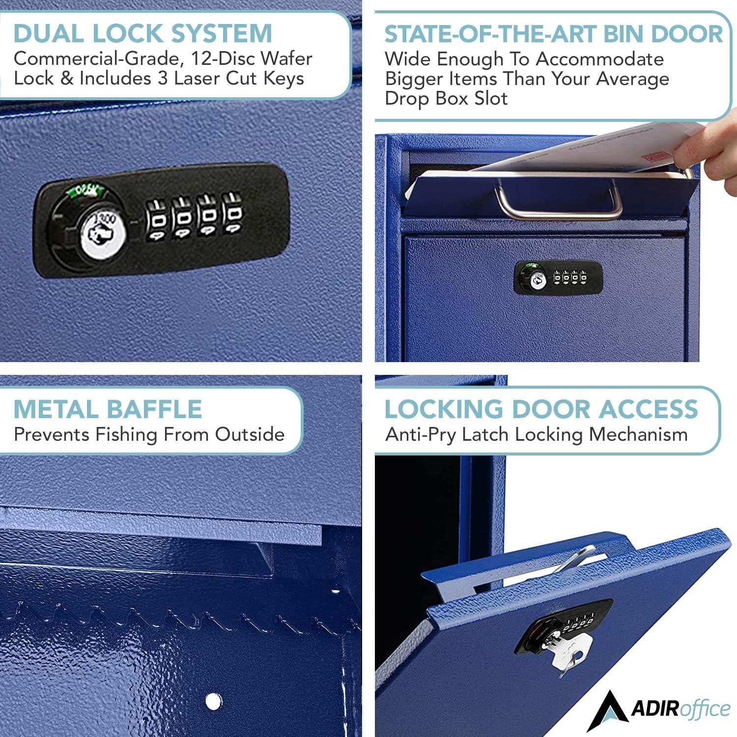 Medium Blue Steel Wall Mount Lockable Mailbox