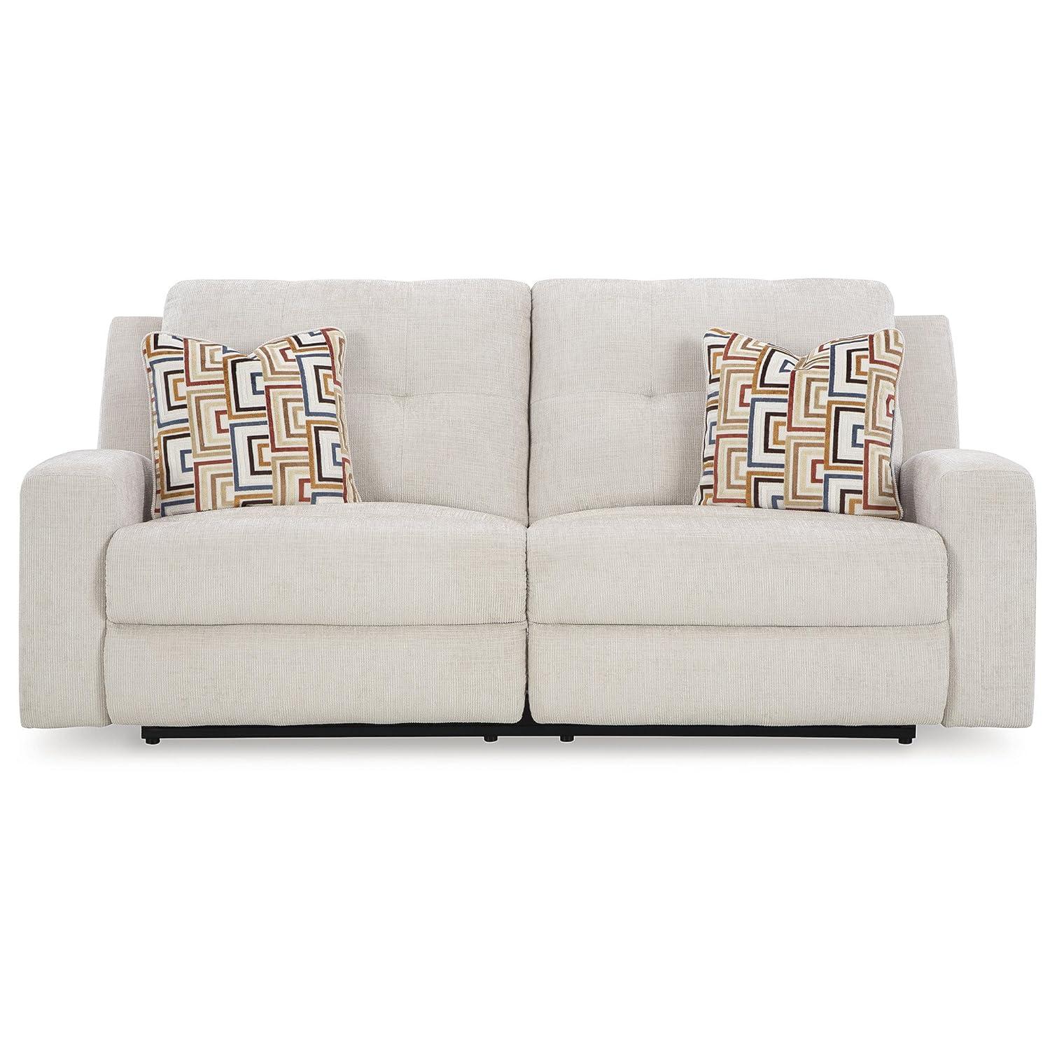 Stone Gray Tufted Fabric Manual Reclining Sofa with Track Arms
