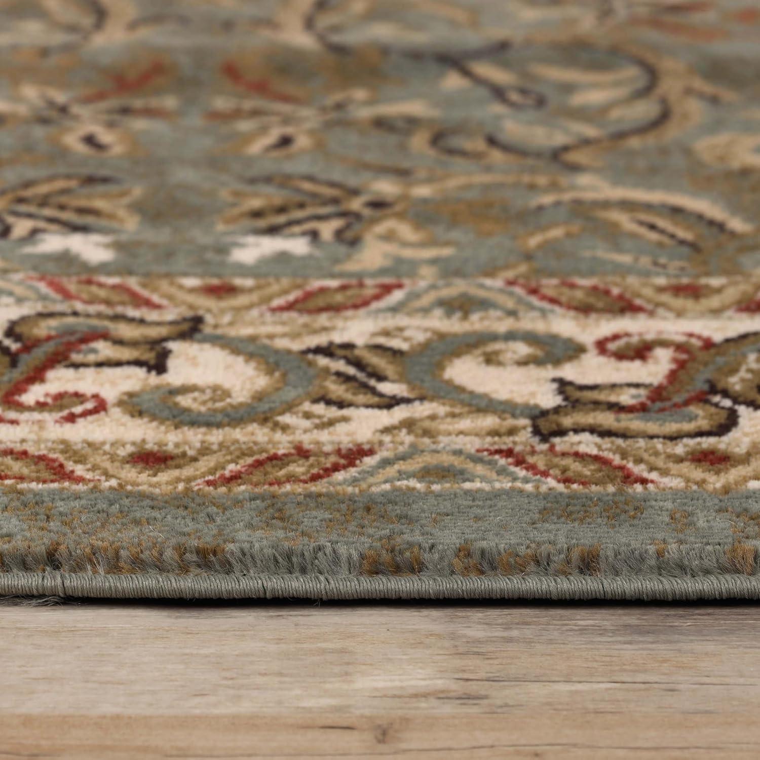 Heritage Dark Green Floral Synthetic 6' x 9' Area Rug