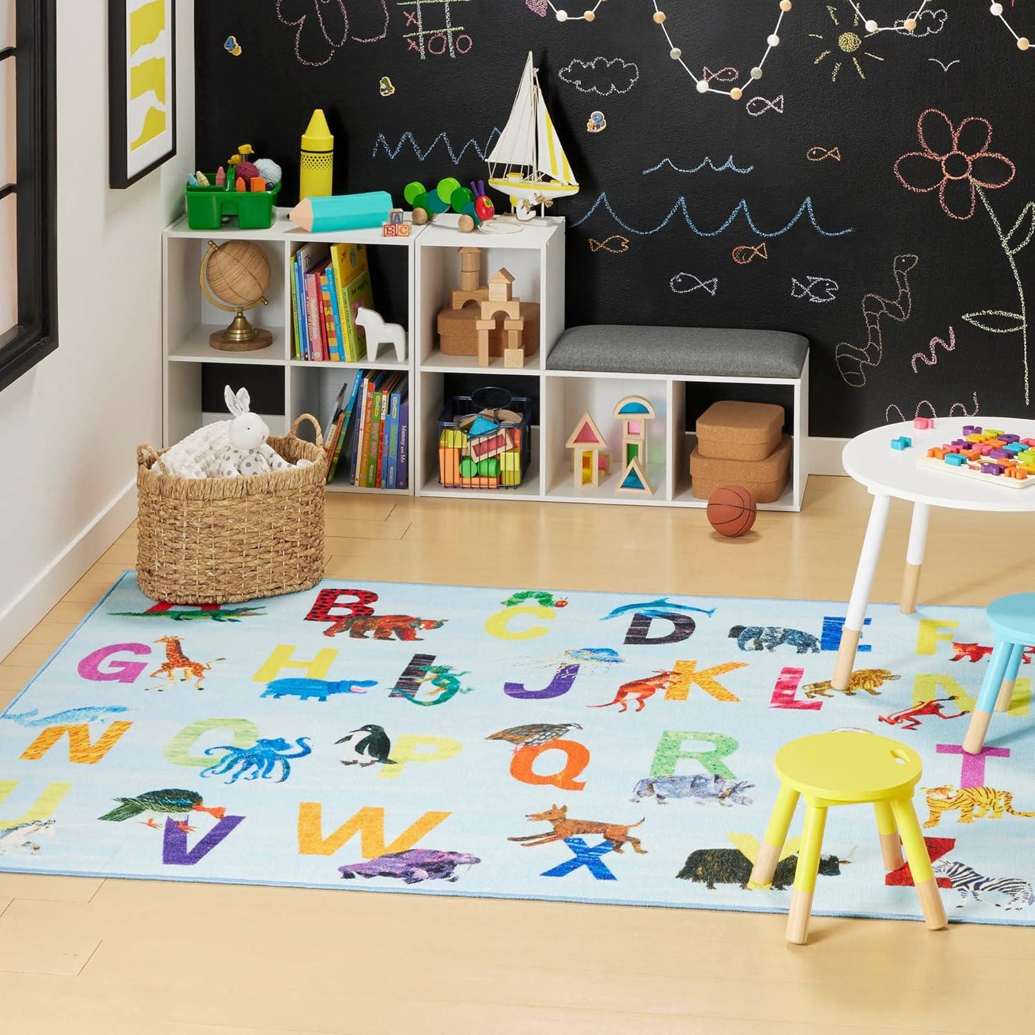 Eric Carle Alphabet Zoo Blue Area Rug