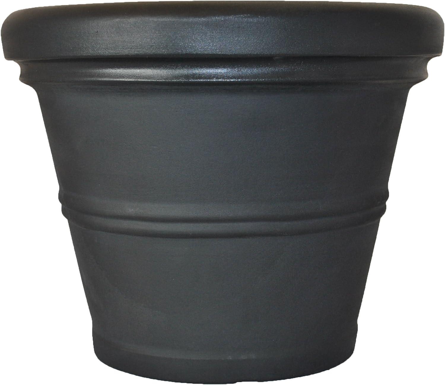 Classic 20" Rolled Rim Black Garden Planter for Indoor & Outdoor