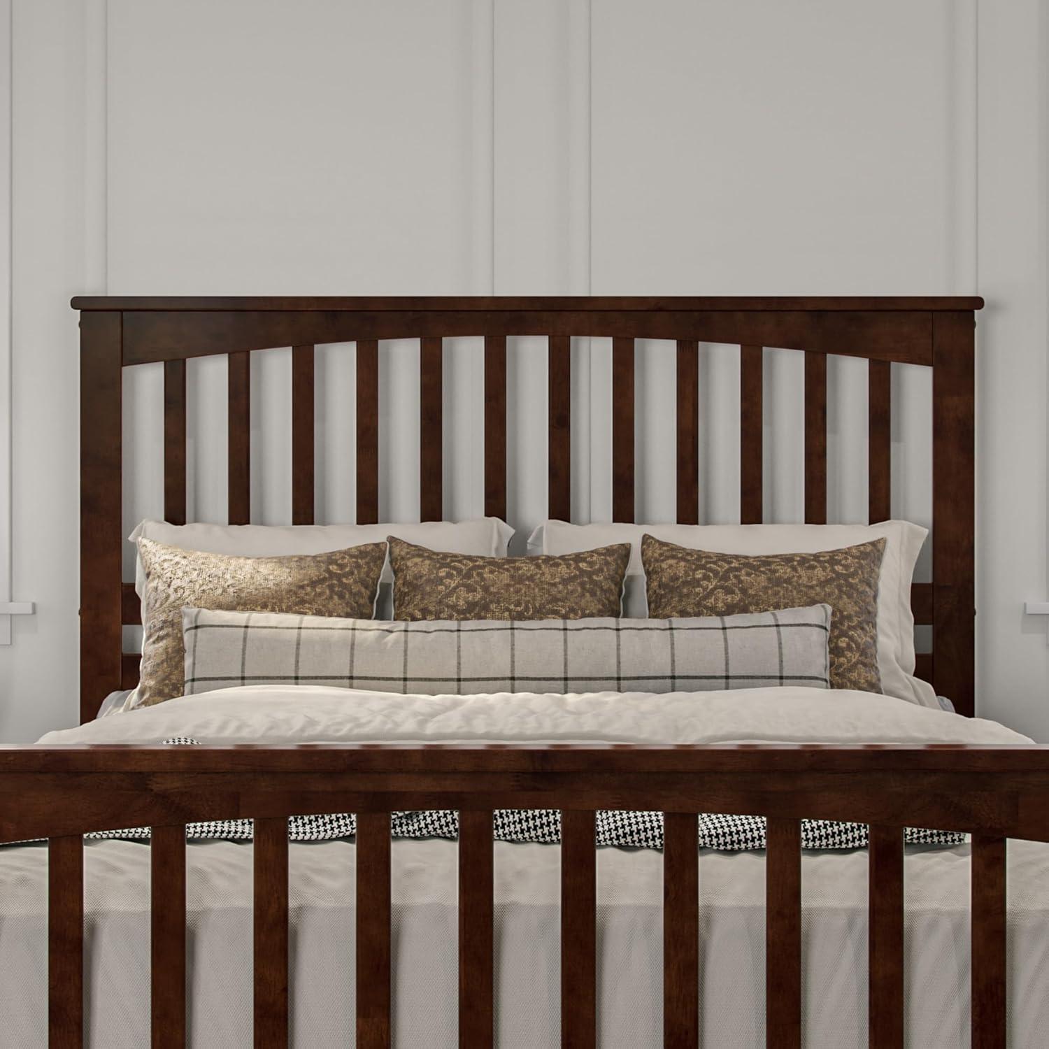 Brooklyn Queen Wood Foundation Bed with Matching Footboard in Walnut