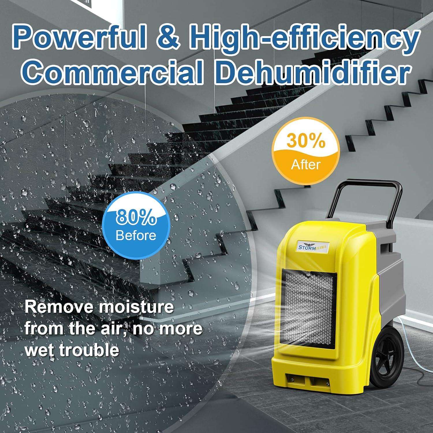 Yellow Commercial Smart WiFi Dehumidifier with Pump