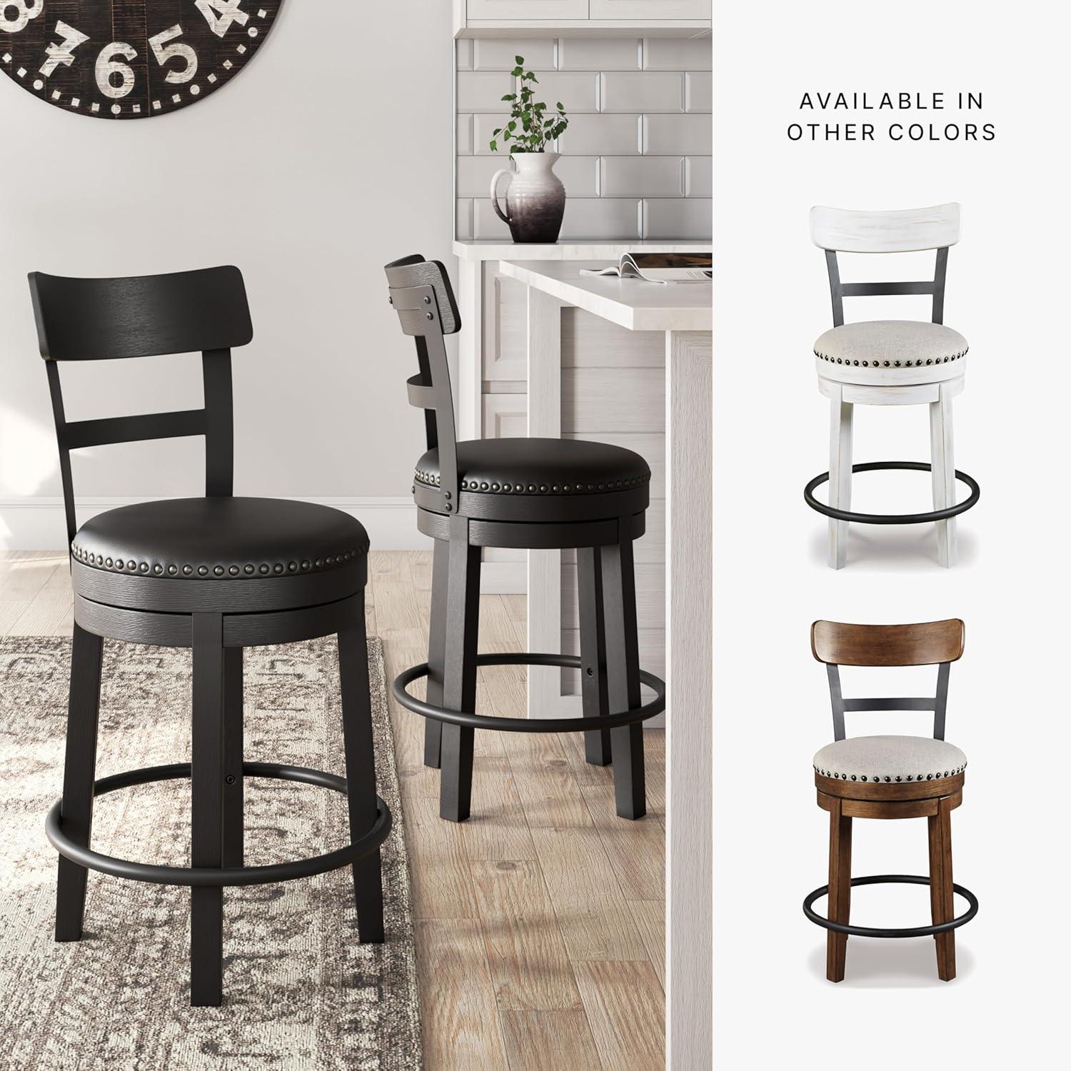 August Grove® Daiah Swivel Upholstered Counter Stool with Solid Wood Frame