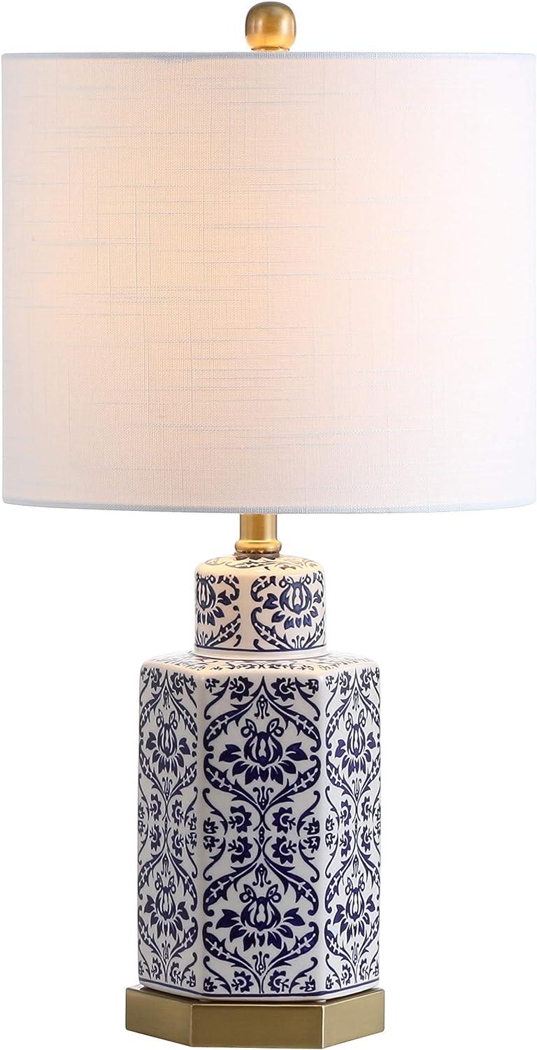 JONATHAN Y JYL3050A Diana 23.5" Ginger Jar Ceramic/Metal LED Table Lamp Classic Traditional Bedside Desk Nightstand Lamp for Bedroom Living Room Office College Bookcase LED Bulb Included, Blue/White