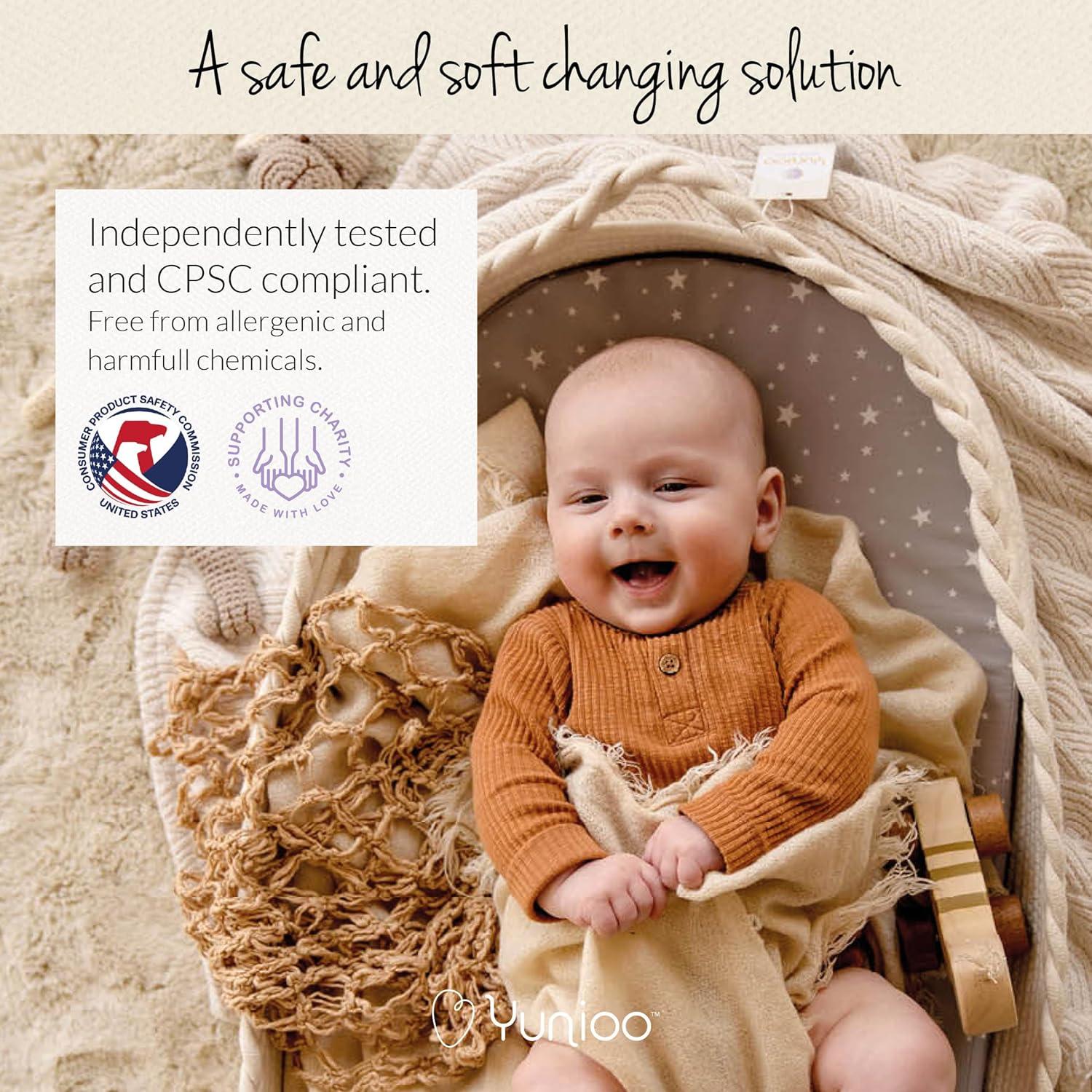 Baby Changing Basket, Portable Diaper Changing Pad, Moses Basket for Newborns, Changing Table Topper for Baby Nursery, Waterproof Travel Pad Cover, White