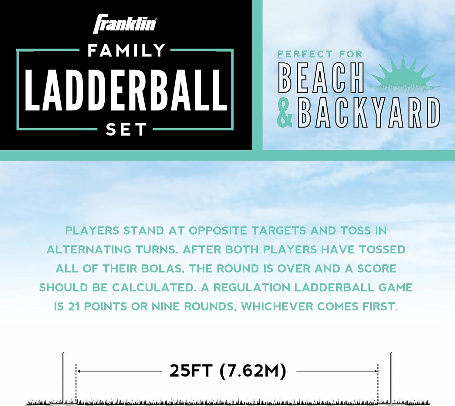 Franklin Sports Ladder Ball Lawn Game Set - Outdoor Lawn Game - Includes 2 Targets + 6 Toss Bolas