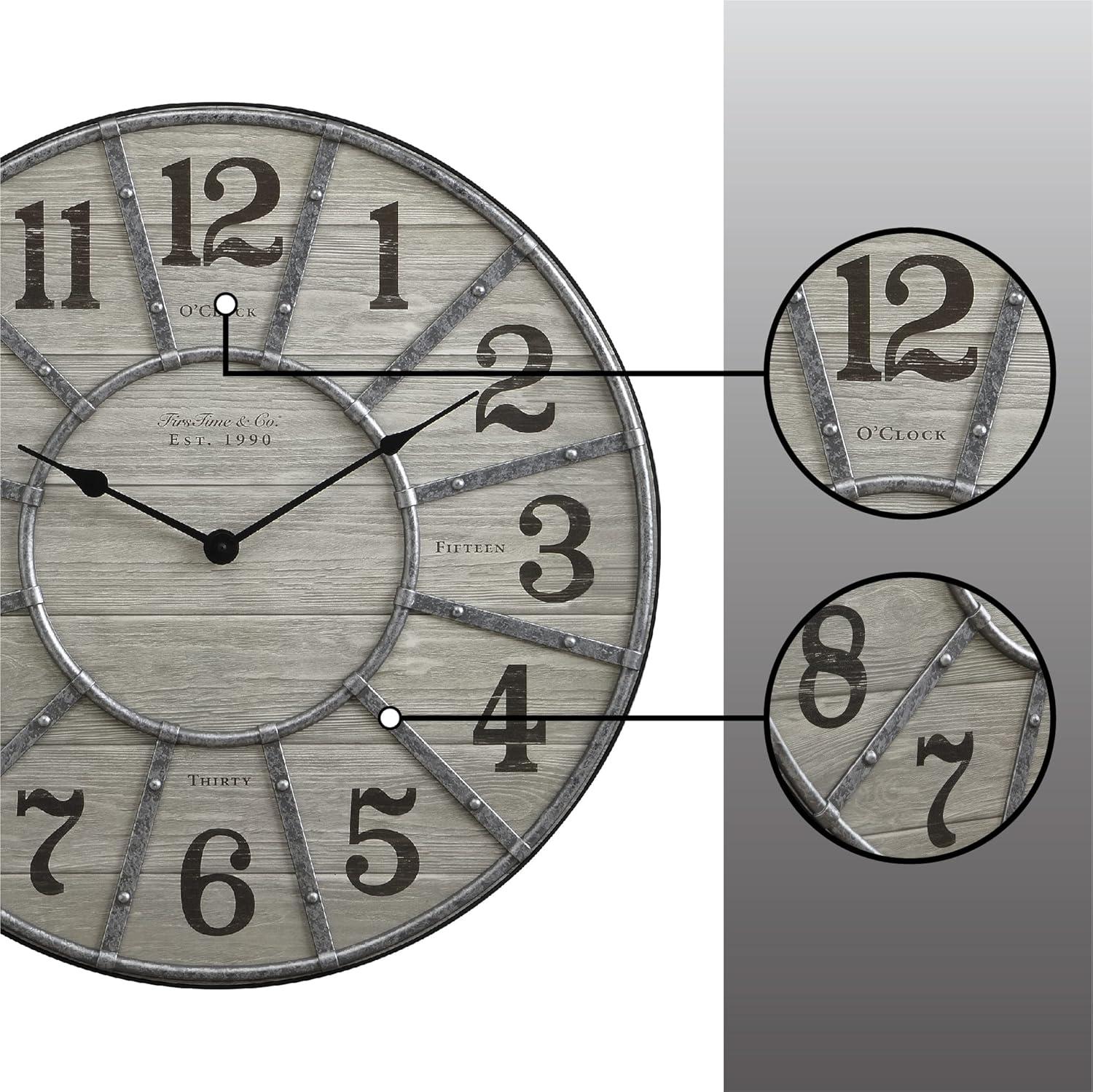 Co. 27" Cooper Wall Clock, Gray/Galvanized